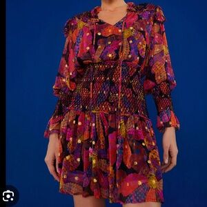 FARM RIO Black Heart Daisy Mini Dress